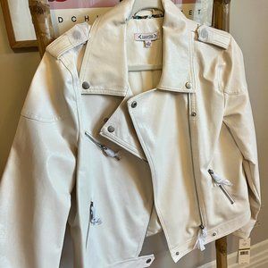 Brand New White Leather Moto Jacket